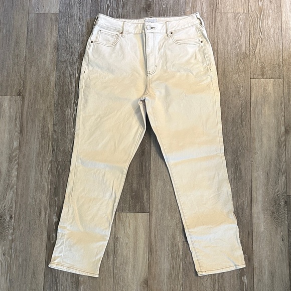 PACSUN | Stretch Mom High Rise Cream Denim Straight Leg Pants - Picture 2 of 16